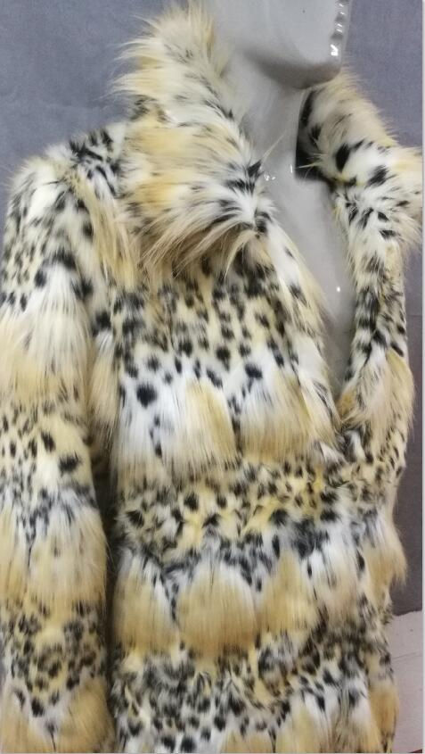 Thumbnail: Men's Winter Faux Fur Jacket Black Gown White Devil Style 2019 New Long Windbre