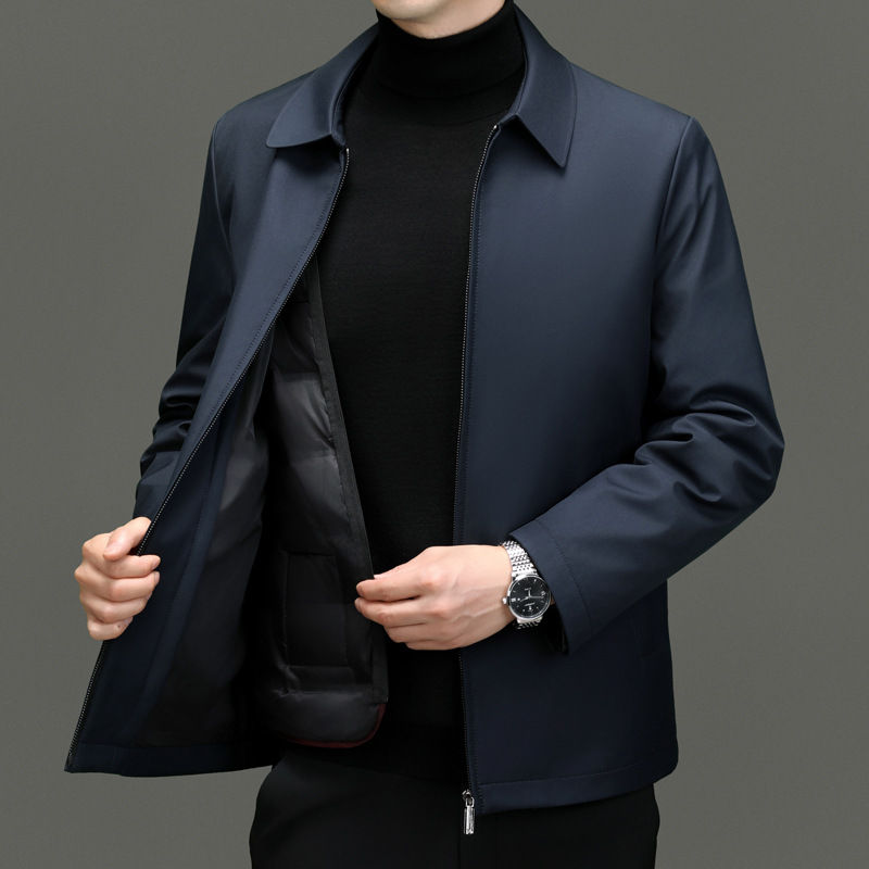 Thumbnail: Men's Goose Down Jacket Winter New Polo Collar Dad Wear