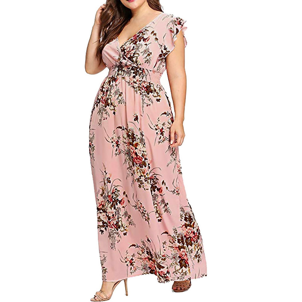 Thumbnail: Plus Size Dresses Summer Fashion Maxi Sundress 2021 Floral Short Sleeve Tunics