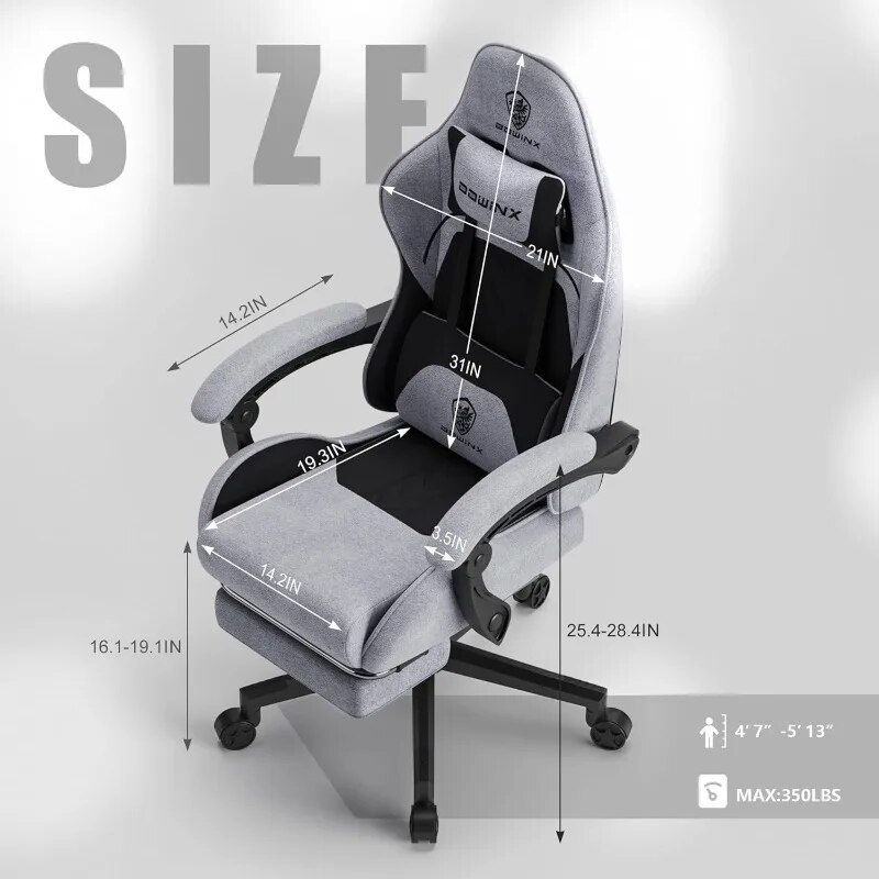 Miniaturebillede: Gaming Chair Fabric with Pocket Spring Cushion, Massage Game Chair Cloth with H