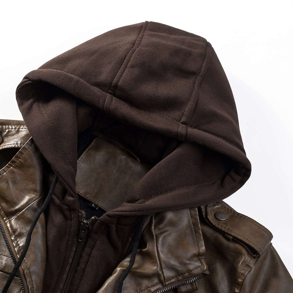 Thumbnail: Men Leather Jackets Autumn Winter Fashion Hooded Fleece Motorcycle PU Leather J