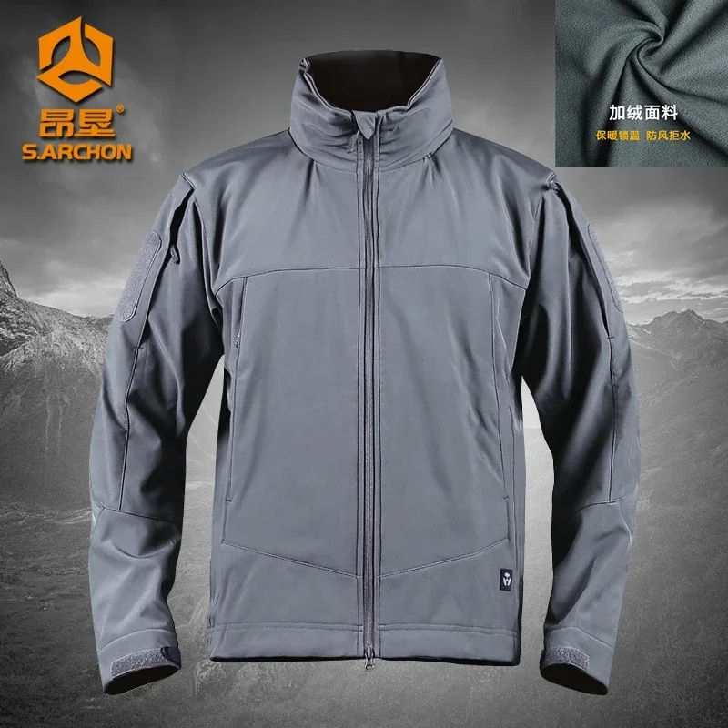 תמונה ממוזערת: Waterproof Soft Shell Tactical Jacket Men's Autumn Winter Warm Fleece Windbreak