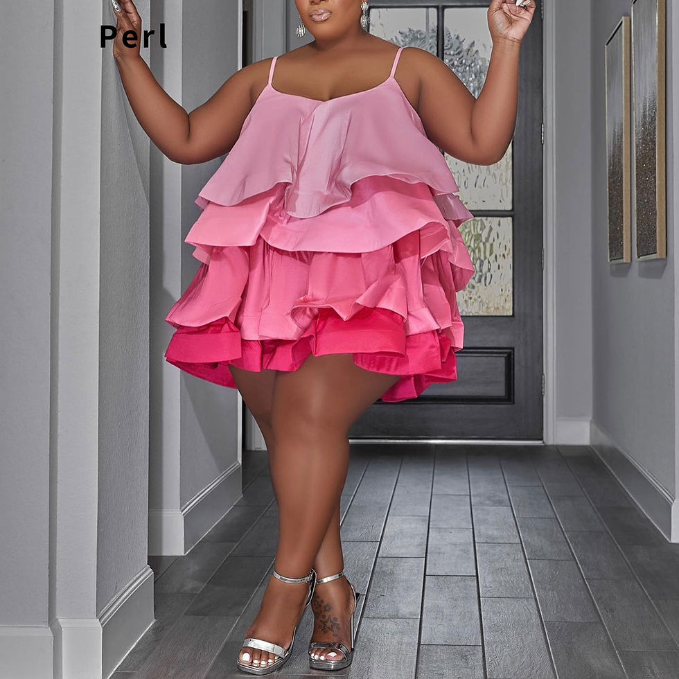 Thumbnail: Perl Plus Size Gradient Women Dress Loose Spahetti Strape Mini Dresses Elegant