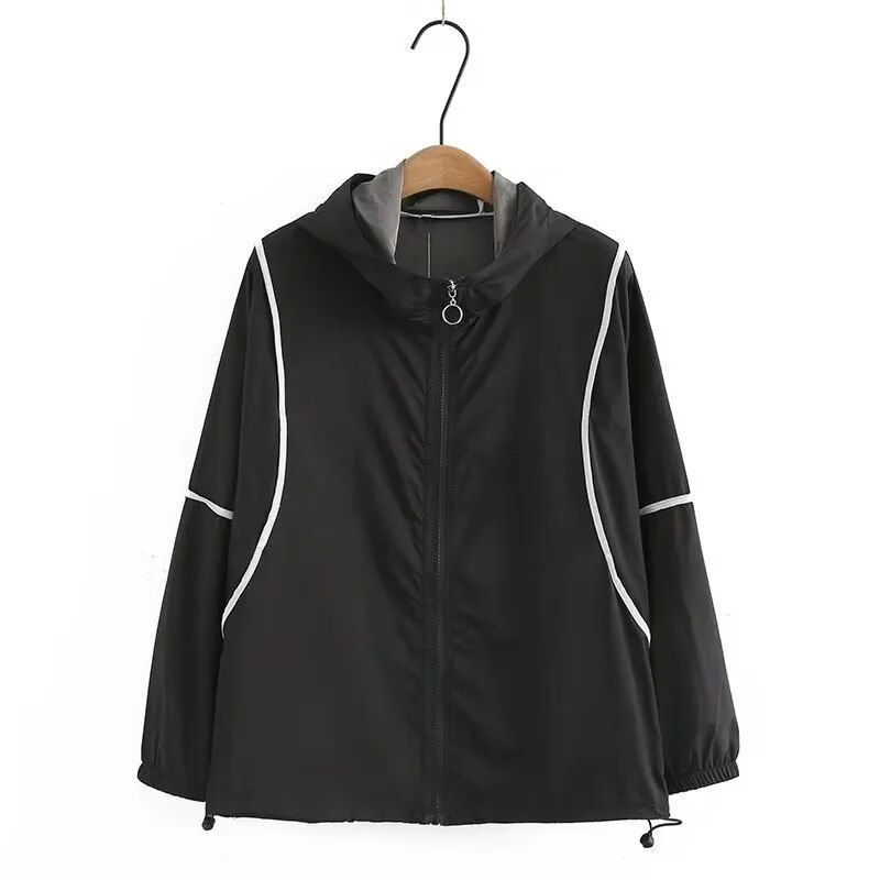 Thumbnail: Plus Size Women's Clothing Summer Coat Hooded Long-Sleeved Zippered Sun Protect