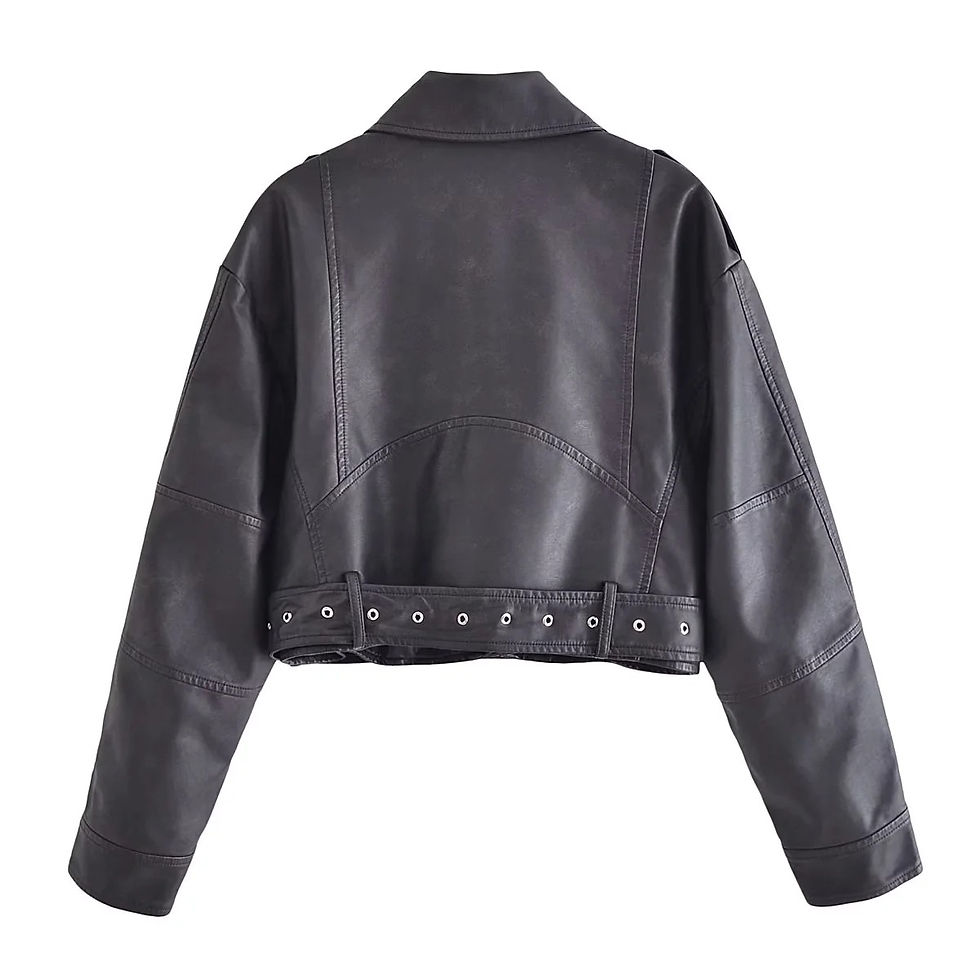 Thumbnail: Washed Faux Leather Short Zipper Fashion Jacket