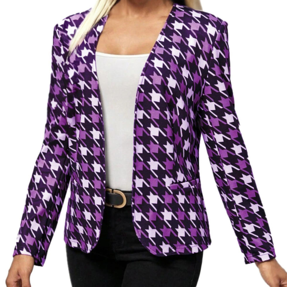 Miniatura: Ladies V Neck Long Sleeve Printed Suit Jacket Fashion Cardigan Top Casual Winte