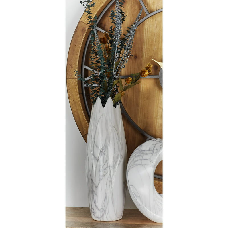 Thumbnail: Faux Marble Gold Ceramic Vase with Gold Base
