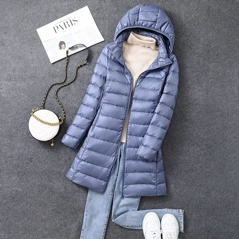 Thumbnail: Women's X-long Office Lady Hat Detachable Puffer Jackets 2023 New Arrival Autum