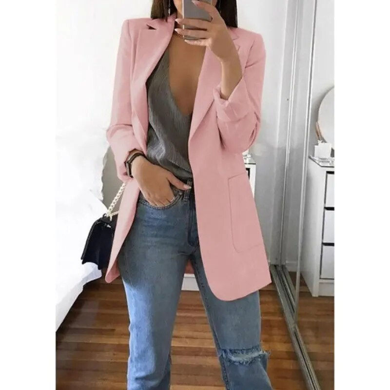 Thumbnail: Blazers Coats for Women Elegant Casual Clothing 2023 Autumn Winter Shoulder Pad