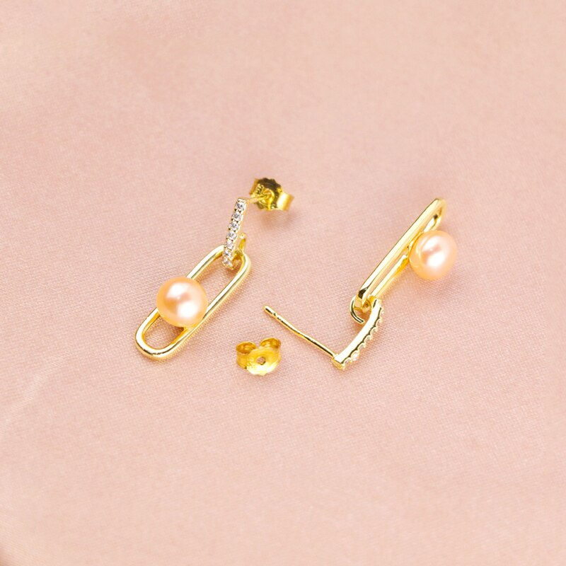 Thumbnail: ROXI Natural Freshwater Pearls Stud Earrings for Women 925 Sterling Silver Squa