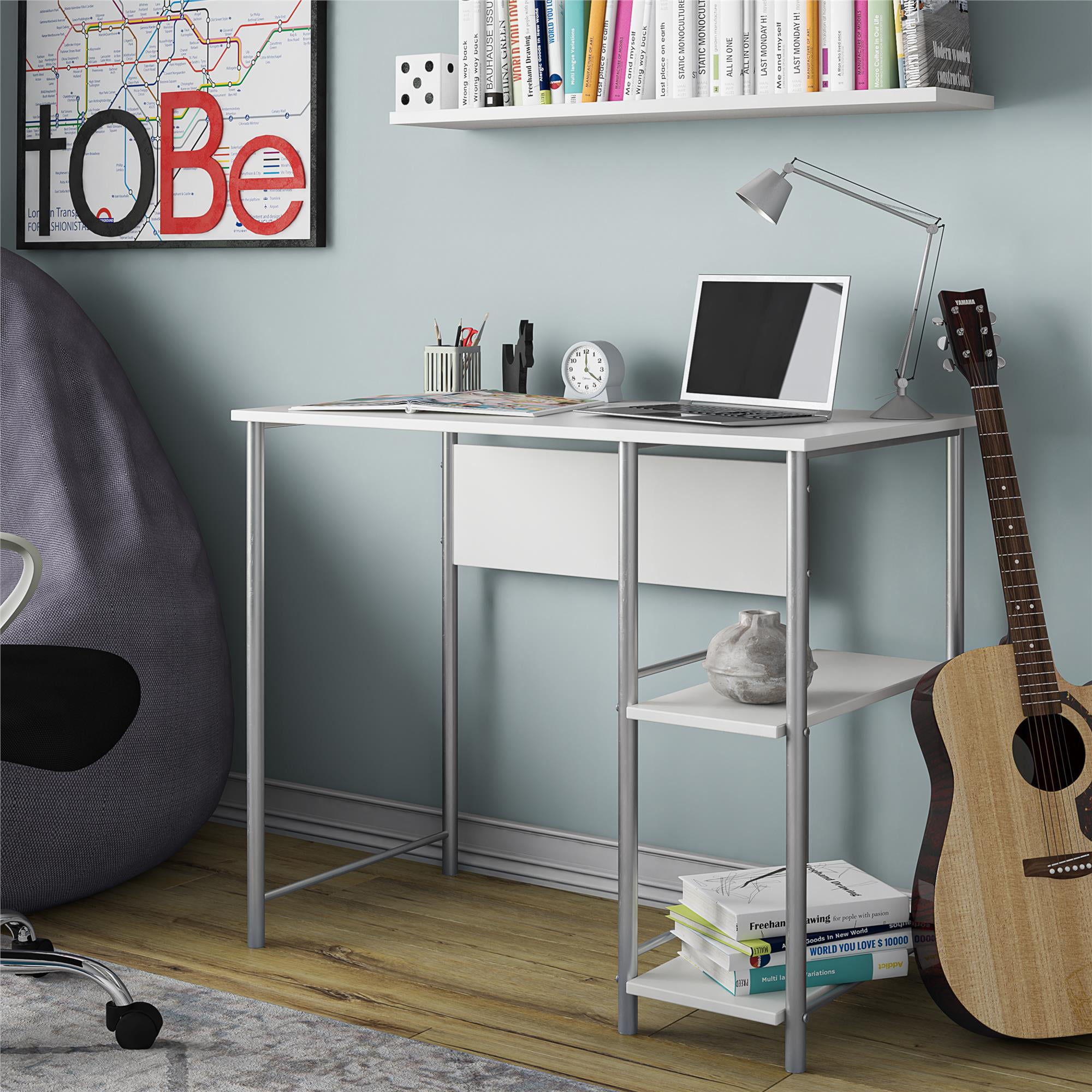 Mainstays Metal Student Computer Desk, Spearmint Office Furniture wood desk