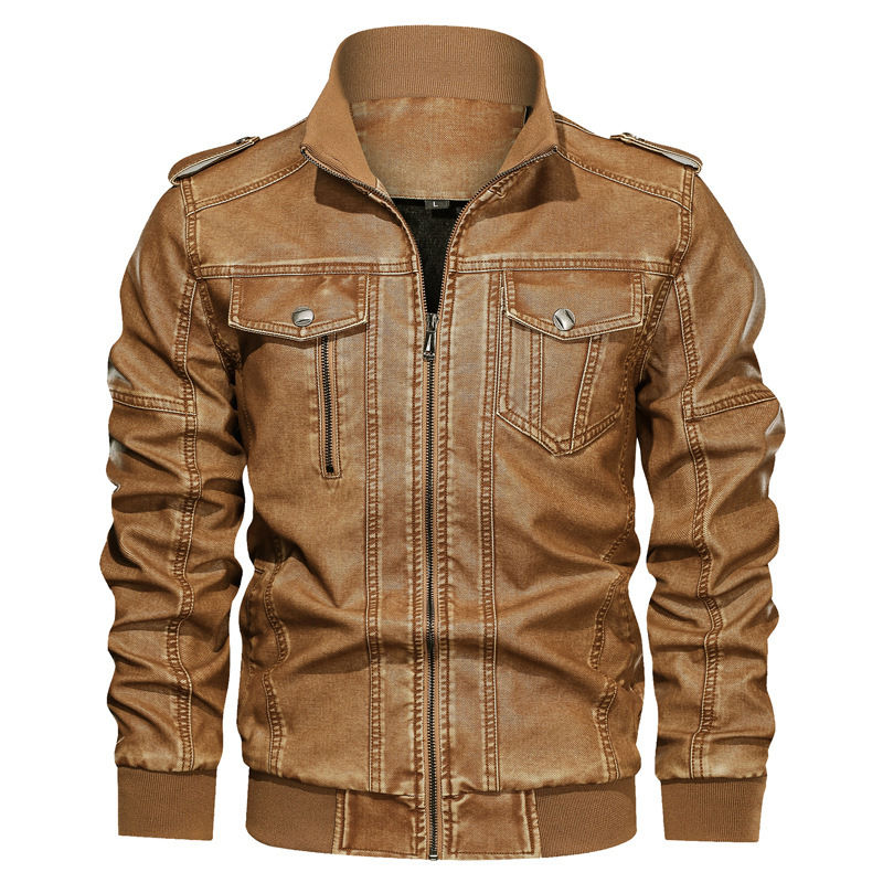 Minijatura: European And American Style Men's Pu Leather Coat