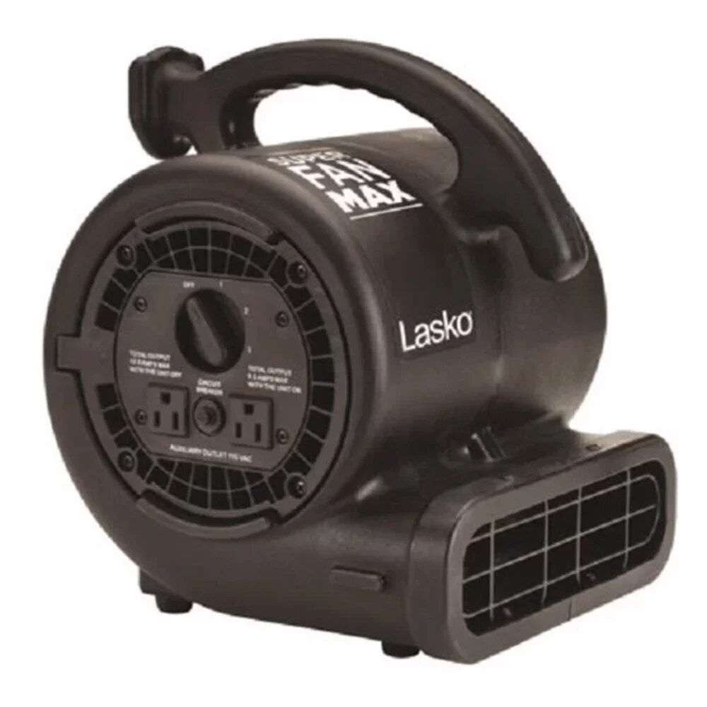 3-Speed Super Fan Max Air Mover Floor With Outlets, SF-20-BK, Black