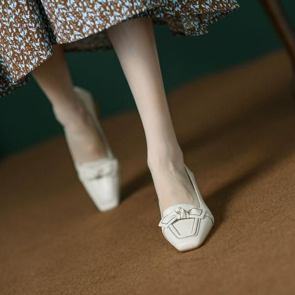 Block Heels For Women Pumps Social Female Shoe Lace-Up Square Toe Sandals Ladie