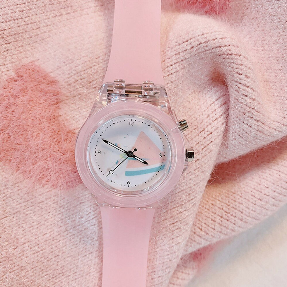 Miniatura: Girls Kids Children Luminous Student Colorful LED Light Women Lady Clock Silica