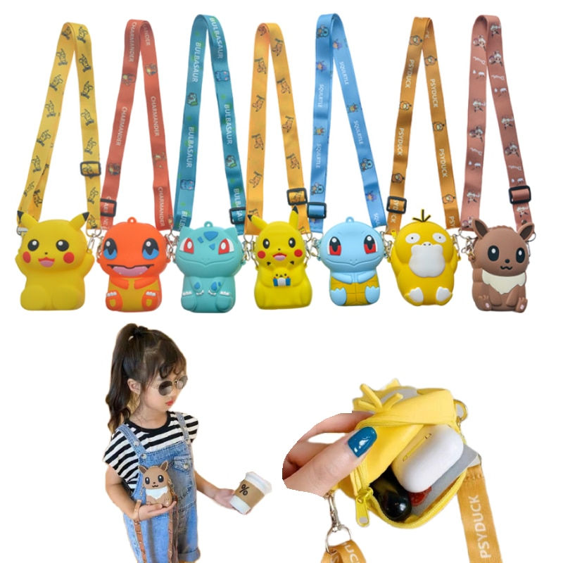 Anime Pokemon Pikachu Lovely Fashion Bag Princess  Small Storage Silicone Purse