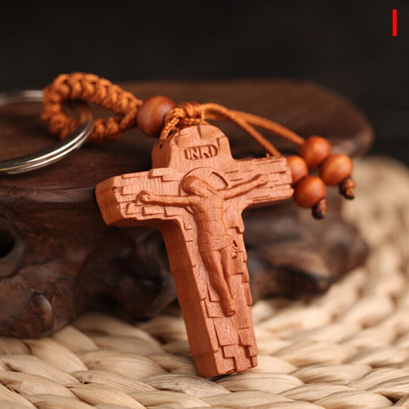 Thumbnail: Lucky Wood Carving Buddha Pendant Keychain Jewelry Buckle Unisex Chinese