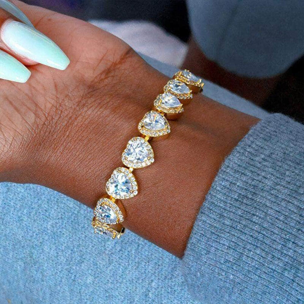 Luxury Charm Zircon Heart Bracelet Bridal Set Bangle for Women Men's Jewlery