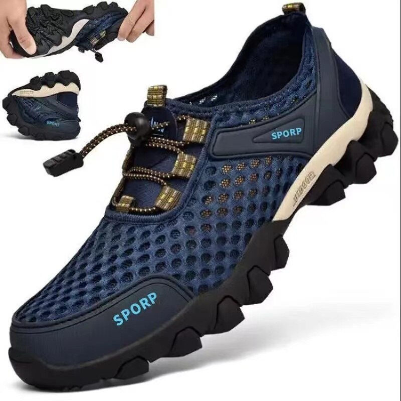 2023 Summer Men Casual Sneakers Breathable Mesh Non Slip Outdoor Hiking Shoes C
