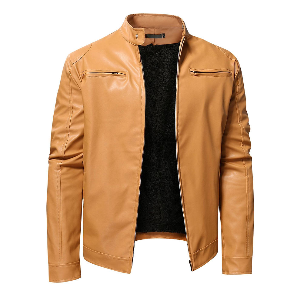 Thumbnail: Autumn Winter Leather Jacket Men Stand Collar Slim Pu Leather Jacket Fashion Mo