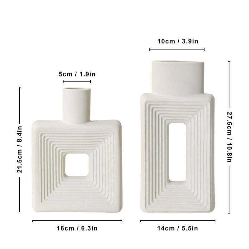 Thumbnail: Square Ceramic Vase Modern Nordic Boho Style Vases For Living Room Shelf Table