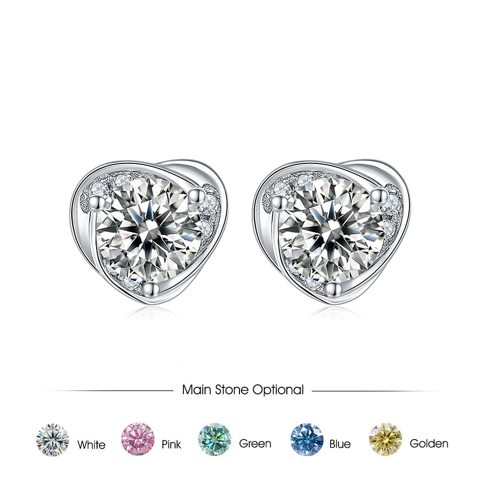 Miniatura: GEM'S BALLET Moissanite Earrings 0.5ct 5mm Round Pink Blue Moissanite Heart Stu