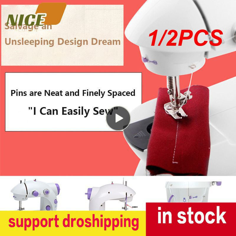 1/2PCS Sewing Machine Mini Portable Household Night Light Foot Pedal Straight L