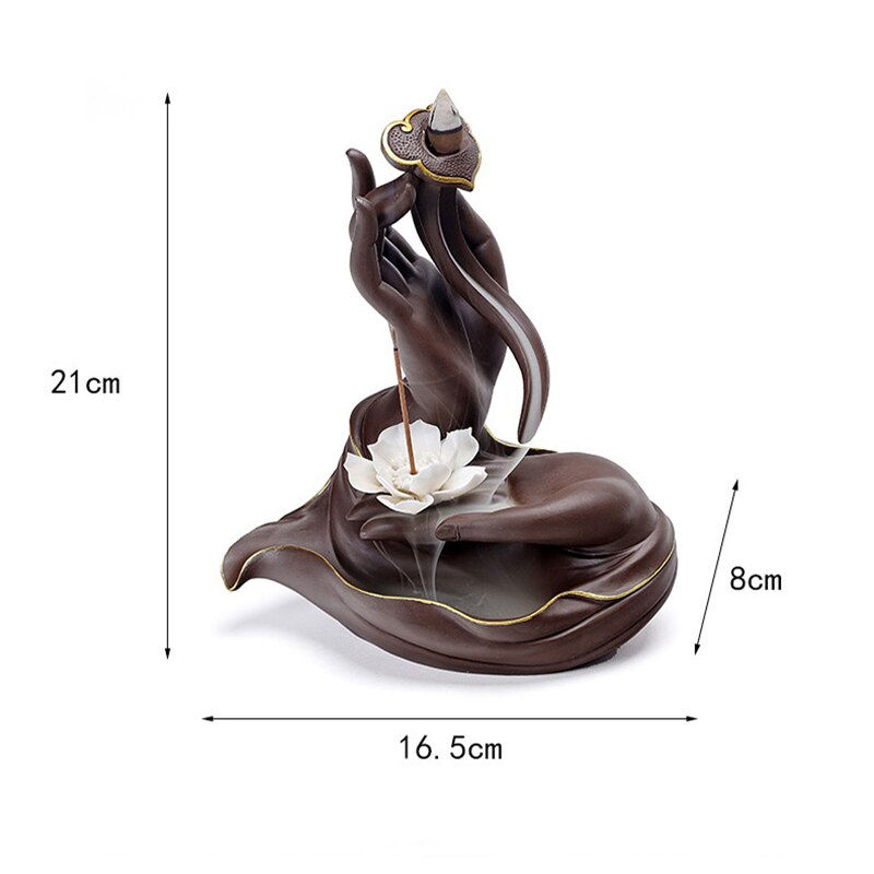 Thumbnail: Buddha Hand Ceramic Backflow Incense Burner Lotus Incense Stick Holder
