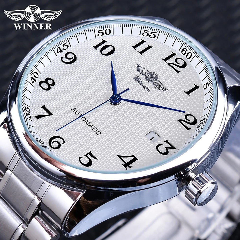 Thumbnail: Winner Retro Classic Design Calendar Casual Belt Blue Hands Men's Fashion Autom