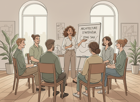 Firefly_Gemini Flash_image d'un atelier avec 8 personnes, coloris naturels, assis sur des