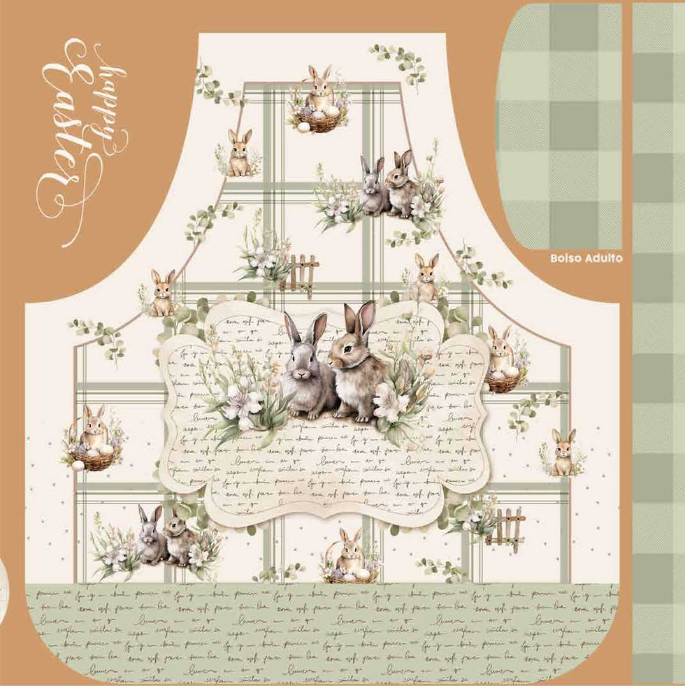 Painel Avental em Sarja Verde - Páscoa 2025 (S10/22) - 0,70x1,50m