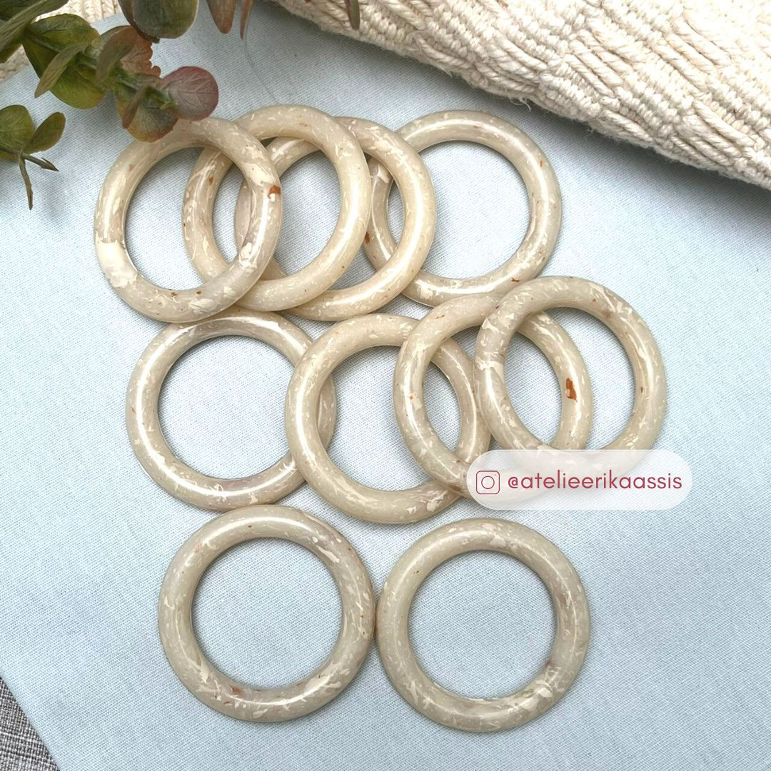 Argola Roliça de Plástico - Creme Mescla 759 - Pacote 10 unidades