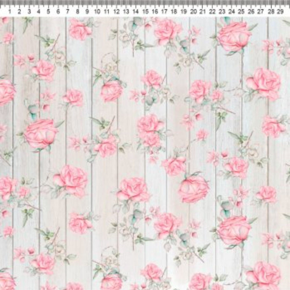 Sarja Floral 100% algodão - Coleção Farmhouse (S11/27) - 0,50x1,50m