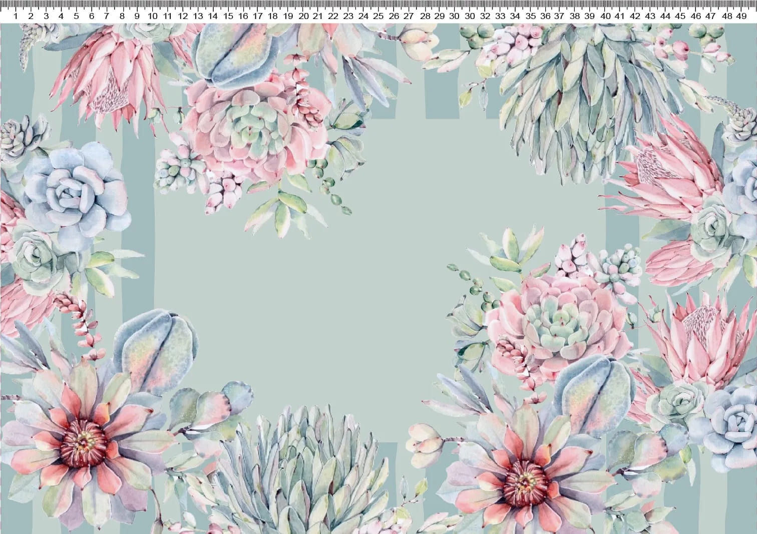 Sarja Impermeável - Suculentas - Jogo Americano Bege (IS05/01) - 0,50x1,50m