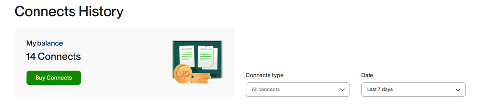 Upwork Connects page