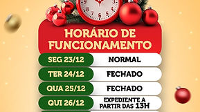 HORÁRIOS DE FUNCIONAMENTO - NATAL