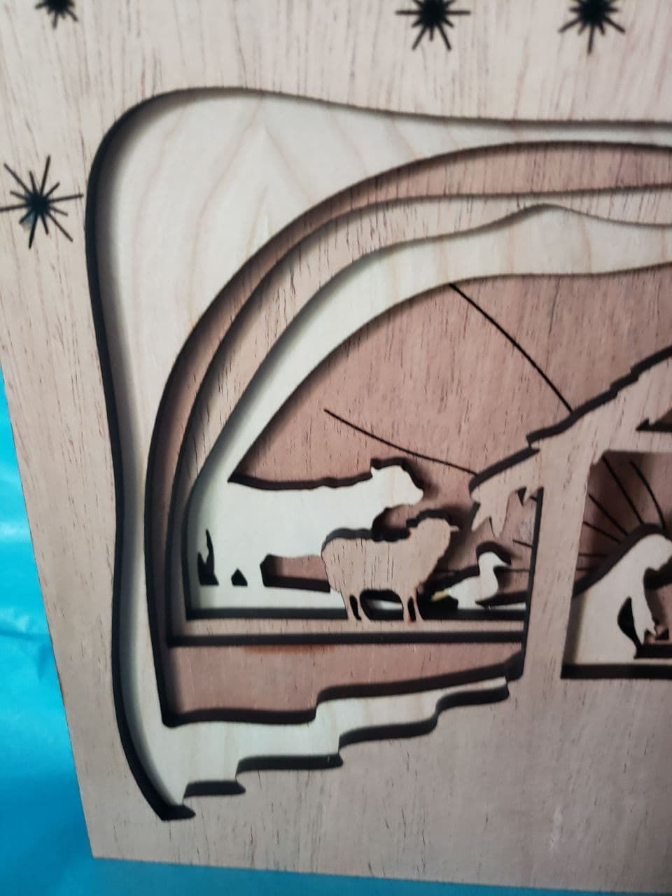 Thumbnail: 3-D Wood Nativity Set Handmade -Large