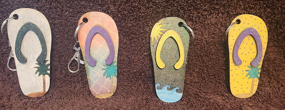 Thumbnail: Wooden Flip Flop Key Chain or Ornament