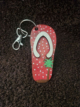 Wooden Flip Flop Key Chain or Ornament