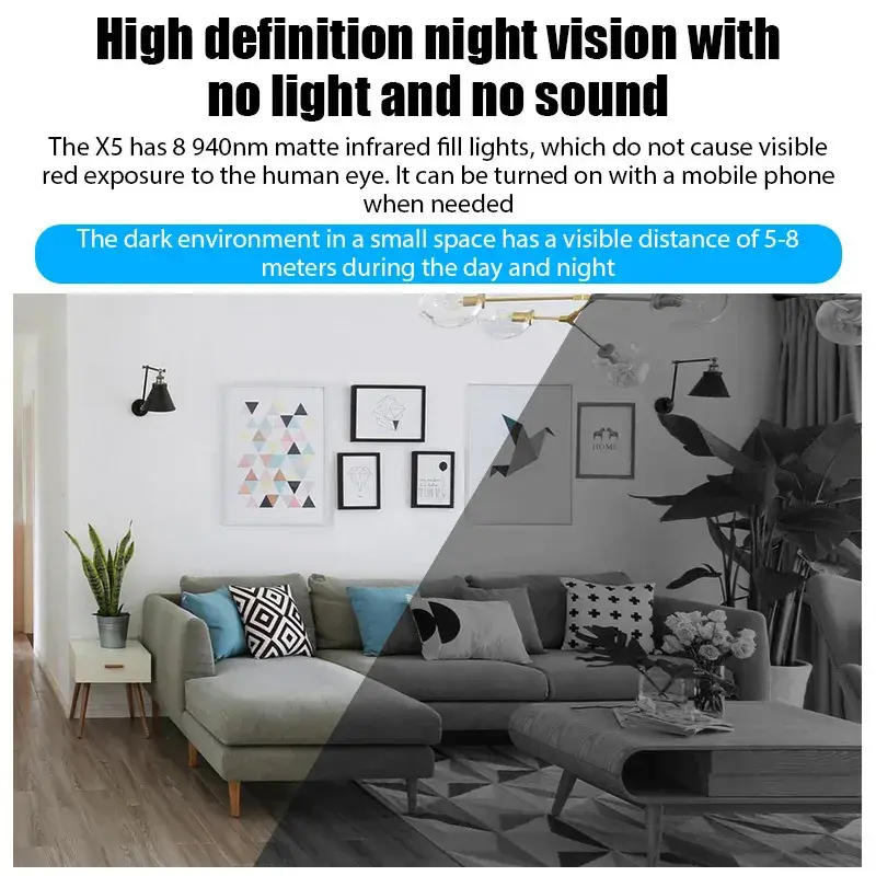 Thumbnail: X5 Mini Camera1080P Clear Night Vision Lightweight Portable Premium Cams Motion 