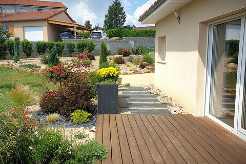 Terrasse bois - Dalle pas japonais rectangulaire