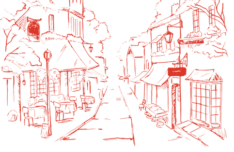 Illustré rue de voisinage,