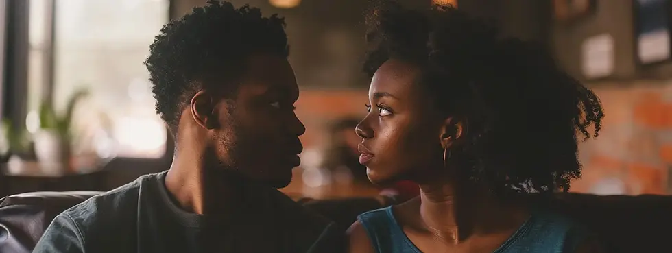 a couple looking at each other