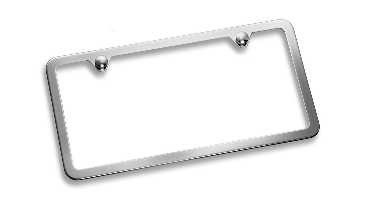 silver license plate frame