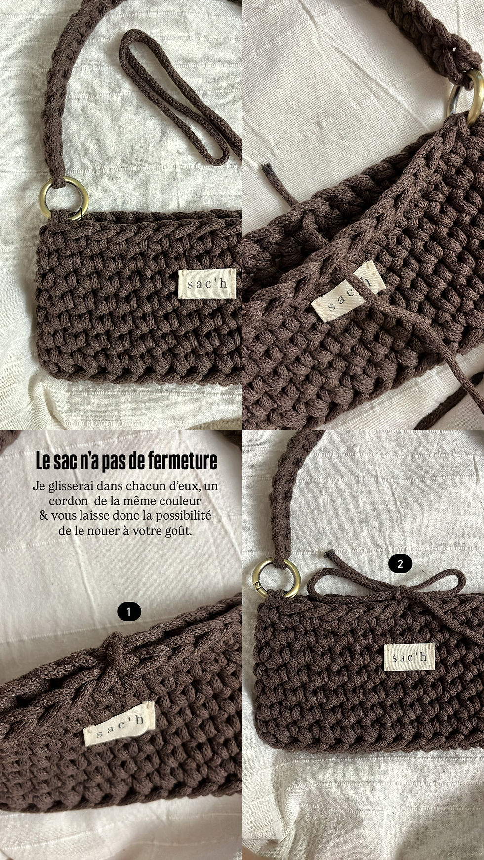Miniature : Mini sac crochet - porté épaule - BLEU JEAN