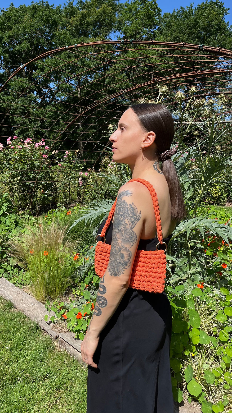 Miniature : Mini sac crochet - porté épaule - ORANGE