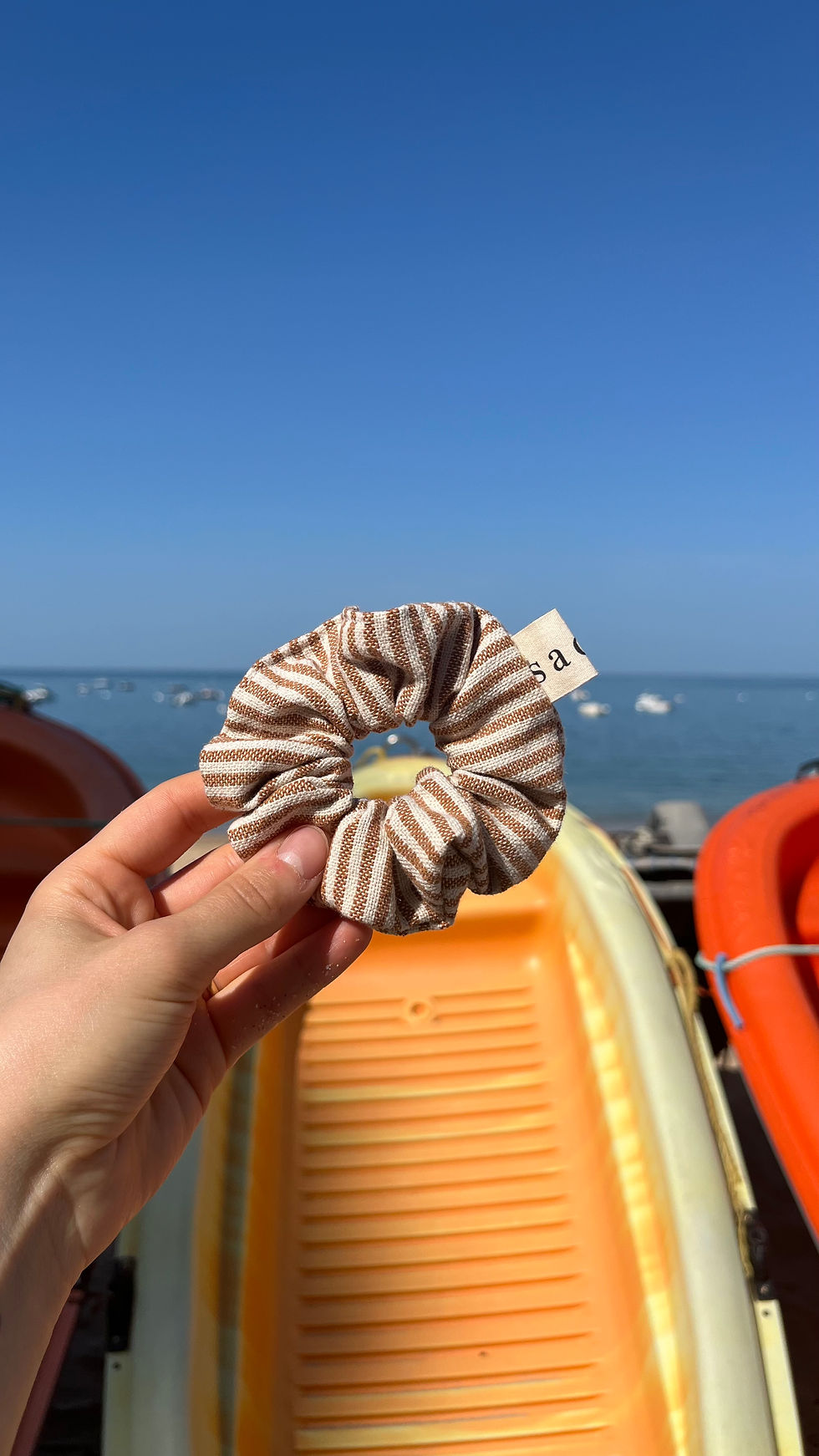 Miniature : Chouchou motif rayures caramel