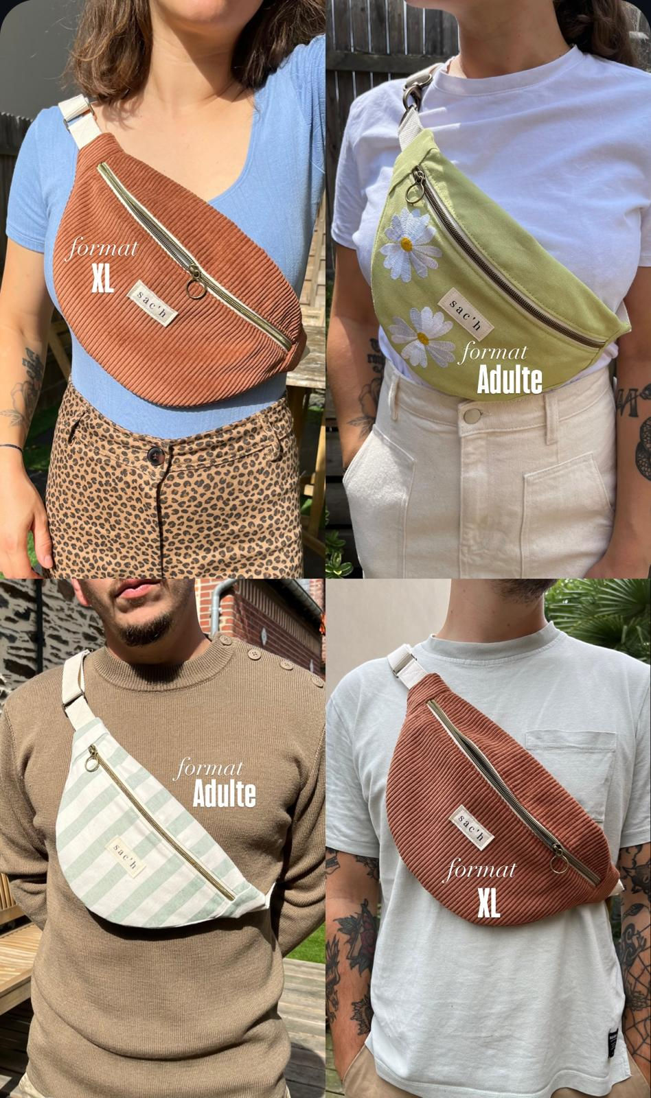 Miniature : Sac banane velours côtelé - Bleu jean - HERVÉ