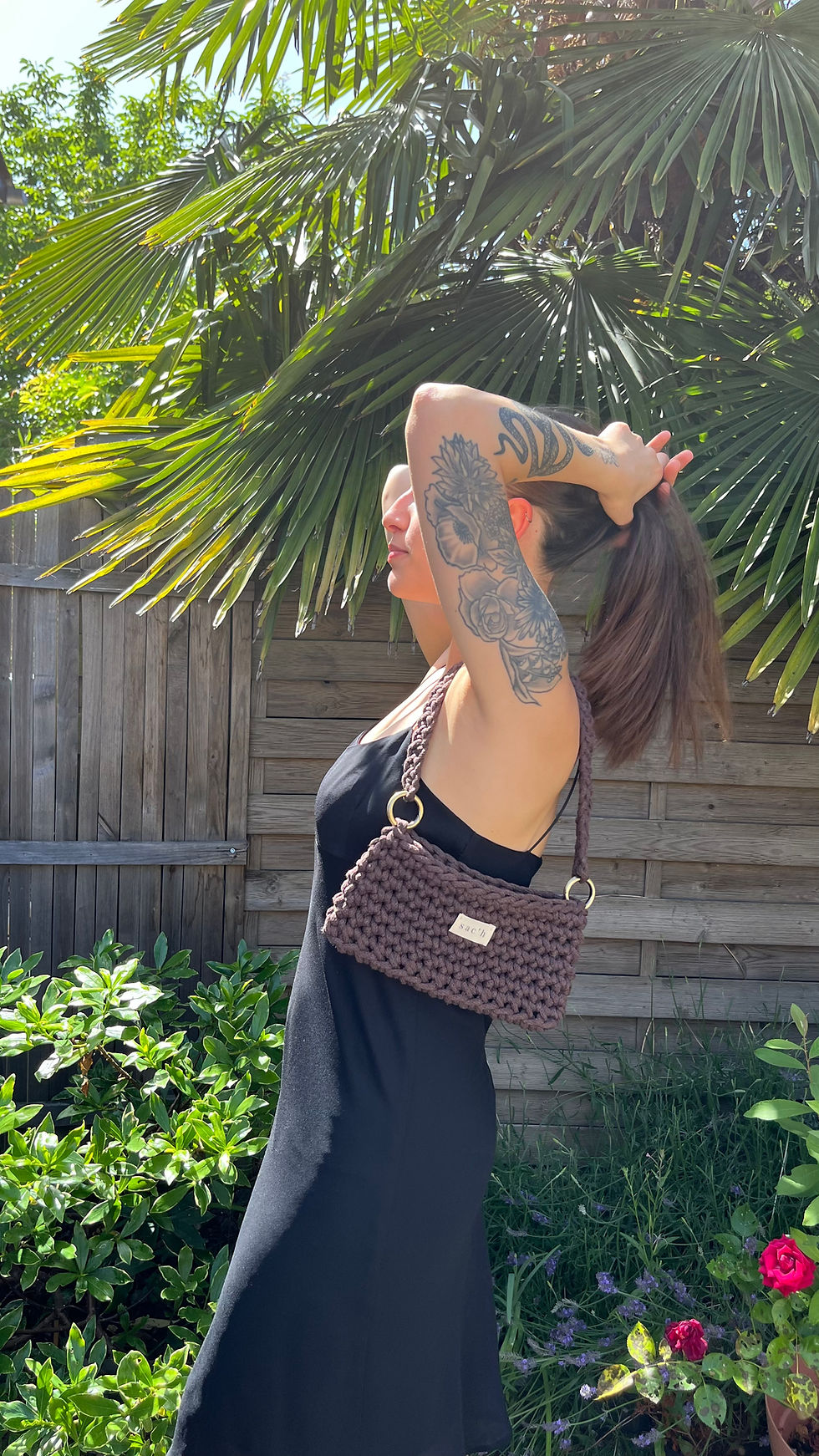Miniature : Mini sac crochet - porté épaule - MARRON
