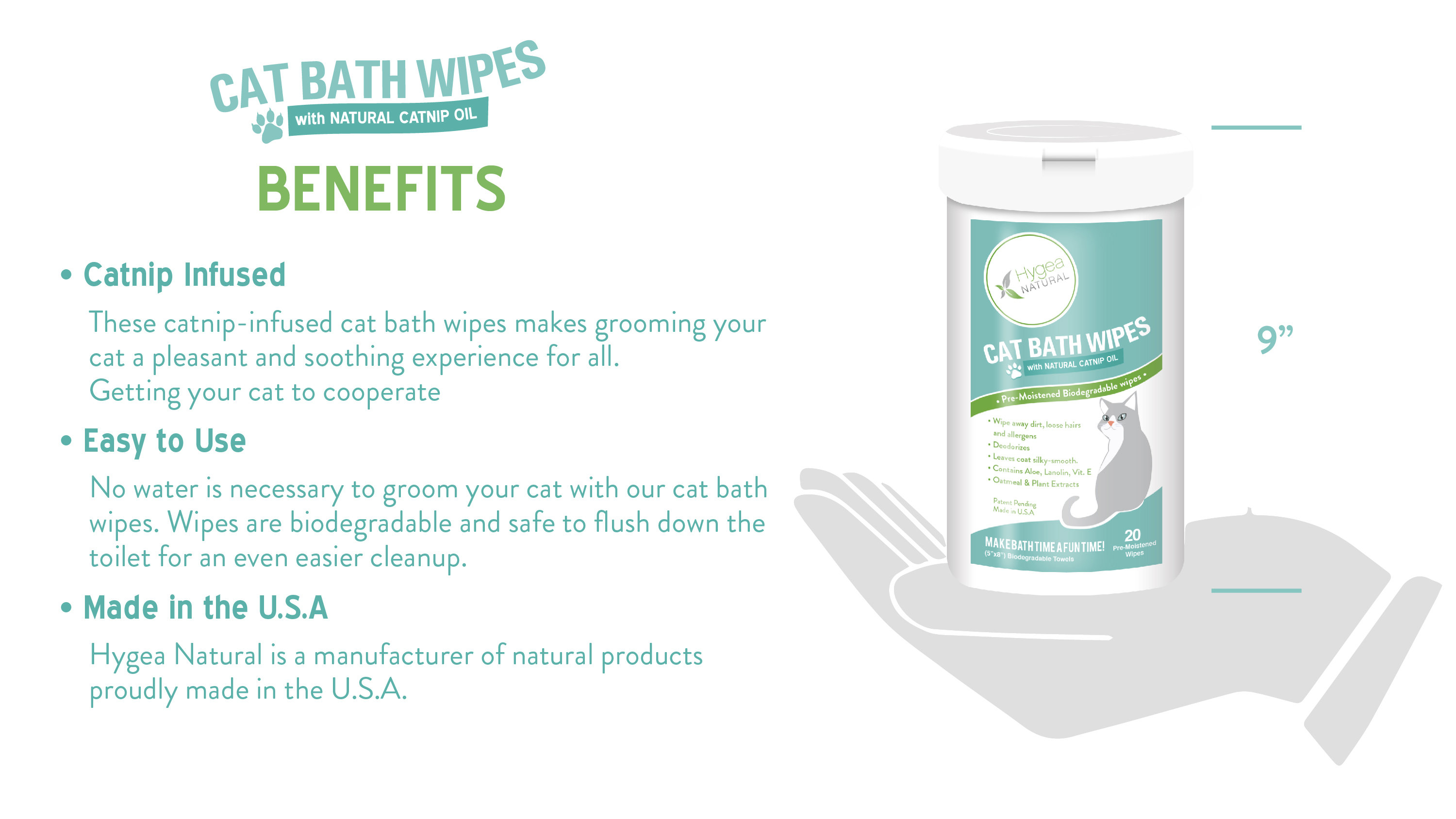 Cat bath wipes (Catnip infused)